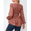 imageMakeMeChic Womens Maternity Shirt Floral Long Sleeve Belted Pregnancy Peplum Blouse TopRusty Brown