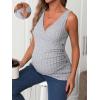 imageMakeMeChic Womens Maternity Shirt Summer Sleeveless Wrapped V Neck Rib Knit Ruched Pregnancy Tank TopGrey