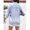 imageMakeMeChic Womens Maternity Shirts Blouses Striped Button Down 34 Sleeve Pregnancy Nursing TopBlue