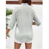 imageMakeMeChic Womens Maternity Shirts Blouses Striped Button Down 34 Sleeve Pregnancy Nursing TopGreen