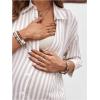 imageMakeMeChic Womens Maternity Shirts Blouses Striped Button Down 34 Sleeve Pregnancy Nursing TopKhaki