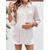 imageMakeMeChic Womens Maternity Shirts Blouses Striped Button Down 34 Sleeve Pregnancy Nursing TopKhaki