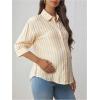 imageMakeMeChic Womens Maternity Shirts Blouses Striped Button Down 34 Sleeve Pregnancy Nursing TopYellow