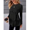 imageMakeMeChic Womens Maternity Shirts Casual Long Sleeve Tie Front Ribbed Knit Pregnancy Tee TopAblack