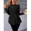 imageMakeMeChic Womens Maternity Shirts Casual Long Sleeve Tie Front Ribbed Knit Pregnancy Tee TopAblack