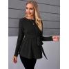 imageMakeMeChic Womens Maternity Shirts Casual Long Sleeve Tie Front Ribbed Knit Pregnancy Tee TopAblack