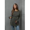 imageMakeMeChic Womens Maternity Shirts Casual Long Sleeve Tie Front Ribbed Knit Pregnancy Tee TopArmy Green