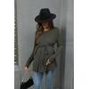 imageMakeMeChic Womens Maternity Shirts Casual Long Sleeve Tie Front Ribbed Knit Pregnancy Tee TopArmy Green