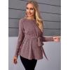imageMakeMeChic Womens Maternity Shirts Casual Long Sleeve Tie Front Ribbed Knit Pregnancy Tee TopBurgundy