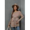 imageMakeMeChic Womens Maternity Shirts Casual Long Sleeve Tie Front Ribbed Knit Pregnancy Tee TopCamel