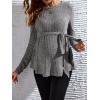 imageMakeMeChic Womens Maternity Shirts Casual Long Sleeve Tie Front Ribbed Knit Pregnancy Tee TopGrey