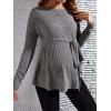 imageMakeMeChic Womens Maternity Shirts Casual Long Sleeve Tie Front Ribbed Knit Pregnancy Tee TopGrey