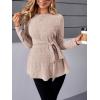 imageMakeMeChic Womens Maternity Shirts Casual Long Sleeve Tie Front Ribbed Knit Pregnancy Tee TopLight Khaki