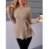 imageMakeMeChic Womens Maternity Shirts Casual Long Sleeve Tie Front Ribbed Knit Pregnancy Tee TopMocha Brown