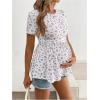 imageMakeMeChic Womens Maternity Shirts Floral Crew Neck Short Sleeve Ruffle Hem Pregnancy Shirt TopsMauve Purple
