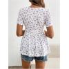 imageMakeMeChic Womens Maternity Shirts Floral Crew Neck Short Sleeve Ruffle Hem Pregnancy Shirt TopsMauve Purple