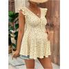 imageMakeMeChic Womens Maternity Shirts Floral V Neck Ruffle Sleeve Tie Front Peplum Pregnancy TopsYellow
