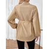imageMakeMeChic Womens Maternity Shirts Long Sleeve Belted Button Down Casual Pregnancy Blouse TopsMocha Brown