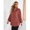 imageMakeMeChic Womens Maternity Shirts Long Sleeve Belted Button Down Casual Pregnancy Blouse TopsRedwood