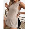 imageMakeMeChic Womens Maternity Shirts Rib Knitted Crew Neck Split Side Sleeveless Pregnancy Tank TopsApricot