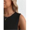 imageMakeMeChic Womens Maternity Shirts Rib Knitted Crew Neck Split Side Sleeveless Pregnancy Tank TopsBlack