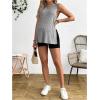 imageMakeMeChic Womens Maternity Shirts Rib Knitted Crew Neck Split Side Sleeveless Pregnancy Tank TopsGrey