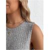 imageMakeMeChic Womens Maternity Shirts Rib Knitted Crew Neck Split Side Sleeveless Pregnancy Tank TopsGrey