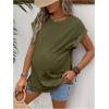 imageMakeMeChic Womens Maternity Shirts Round Neck Short Sleeve Maternity Tops Summer Pregnancy ClothesArmy Green