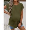 imageMakeMeChic Womens Maternity Shirts Round Neck Short Sleeve Maternity Tops Summer Pregnancy ClothesArmy Green