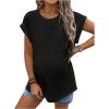 imageMakeMeChic Womens Maternity Shirts Round Neck Short Sleeve Maternity Tops Summer Pregnancy ClothesBlack