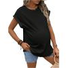 imageMakeMeChic Womens Maternity Shirts Round Neck Short Sleeve Maternity Tops Summer Pregnancy ClothesBlack