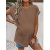 imageMakeMeChic Womens Maternity Shirts Round Neck Short Sleeve Maternity Tops Summer Pregnancy ClothesMocha Brown