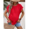 imageMakeMeChic Womens Maternity Shirts Round Neck Short Sleeve Maternity Tops Summer Pregnancy ClothesRed