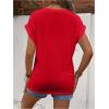 imageMakeMeChic Womens Maternity Shirts Round Neck Short Sleeve Maternity Tops Summer Pregnancy ClothesRed