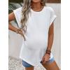 imageMakeMeChic Womens Maternity Shirts Round Neck Short Sleeve Maternity Tops Summer Pregnancy ClothesWhite