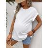 imageMakeMeChic Womens Maternity Shirts Round Neck Short Sleeve Maternity Tops Summer Pregnancy ClothesWhite
