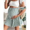 imageMakeMeChic Womens Maternity Shorts Ditsy Floral Tie Front Adjustable Waist Pregnancy ShortsMint Green
