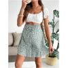 imageMakeMeChic Womens Maternity Shorts Ditsy Floral Tie Front Adjustable Waist Pregnancy ShortsMint Green