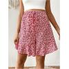 imageMakeMeChic Womens Maternity Shorts Ditsy Floral Tie Front Adjustable Waist Pregnancy ShortsRed