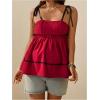 imageMakeMeChic Womens Maternity Summer Clothes Tank Tops Tie Shoulder Square Neck Ruffle Shirred Pregnancy ShirtRed