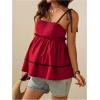 imageMakeMeChic Womens Maternity Summer Clothes Tank Tops Tie Shoulder Square Neck Ruffle Shirred Pregnancy ShirtRed