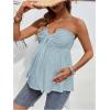 imageMakeMeChic Womens Maternity Summer Clothes Tube Tank Tops Eyelet Embroidery Strapless Cut Out Pregnancy ShirtsBlue a