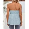 imageMakeMeChic Womens Maternity Summer Clothes Tube Tank Tops Eyelet Embroidery Strapless Cut Out Pregnancy ShirtsBlue a