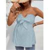 imageMakeMeChic Womens Maternity Summer Clothes Tube Tank Tops Eyelet Embroidery Strapless Cut Out Pregnancy ShirtsBlue a