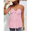imageMakeMeChic Womens Maternity Summer Clothes Tube Tank Tops Eyelet Embroidery Strapless Cut Out Pregnancy ShirtsPink