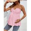 imageMakeMeChic Womens Maternity Summer Clothes Tube Tank Tops Eyelet Embroidery Strapless Cut Out Pregnancy ShirtsPink