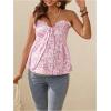 imageMakeMeChic Womens Maternity Summer Clothes Tube Tank Tops Eyelet Embroidery Strapless Cut Out Pregnancy ShirtsPink B