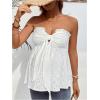 imageMakeMeChic Womens Maternity Summer Clothes Tube Tank Tops Eyelet Embroidery Strapless Cut Out Pregnancy ShirtsWhite