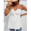 imageMakeMeChic Womens Maternity Summer Clothes Tube Tank Tops Eyelet Embroidery Strapless Cut Out Pregnancy ShirtsWhite