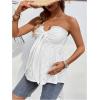 imageMakeMeChic Womens Maternity Summer Clothes Tube Tank Tops Eyelet Embroidery Strapless Cut Out Pregnancy ShirtsWhite